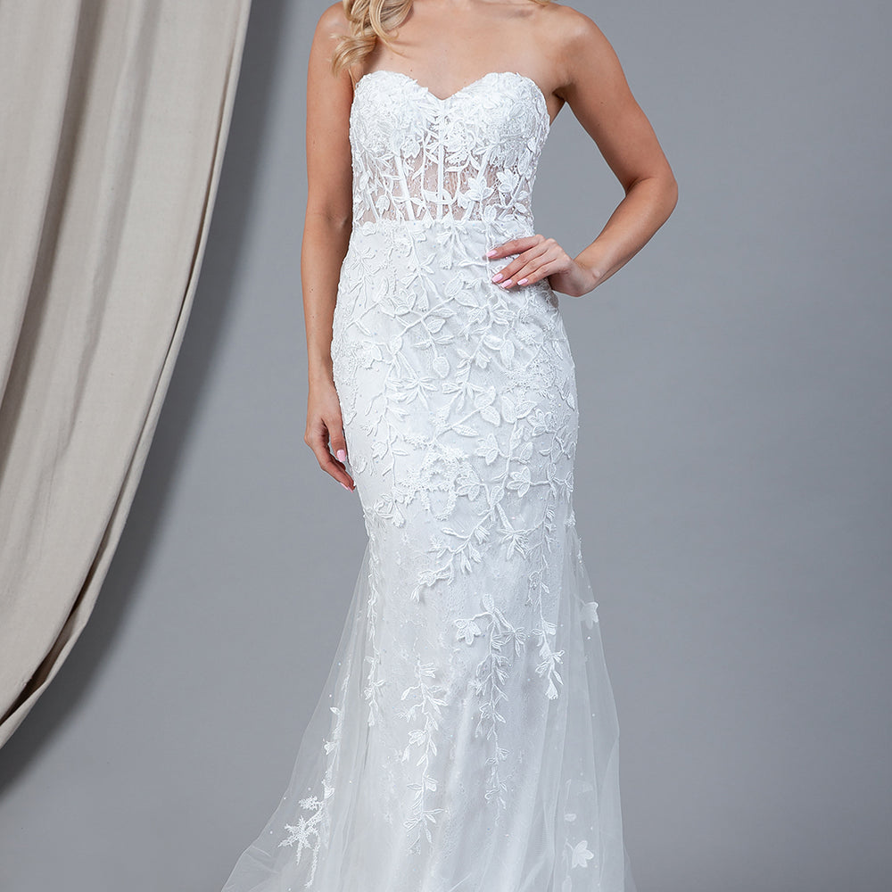 Amelia Couture 7024 Vestido blanco largo