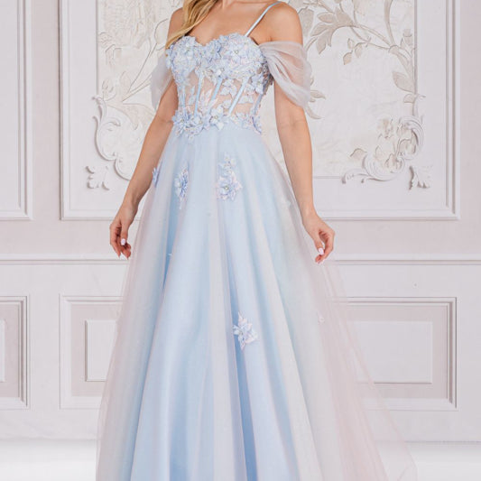 Vestido bordada con hombros fríos de Amelia Couture 7044