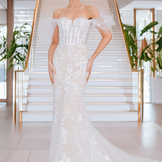 Vestido de novia sirena con hombros descubiertos de Amelia Couture WL0100