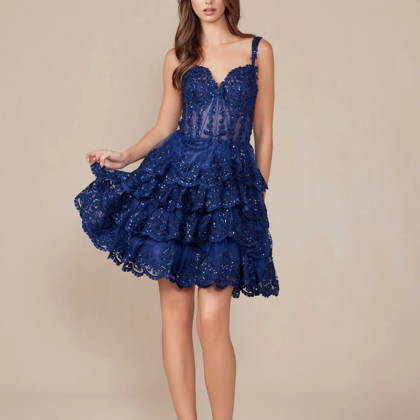 Nox Anabel R880 - Vestido de cóctel sin mangas bordado