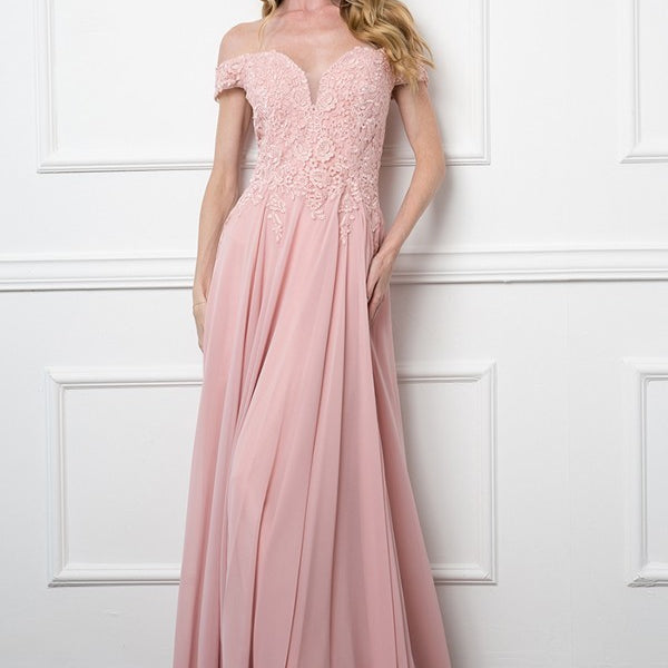 Vestido monocromo de encaje y gasa con hombros descubiertos y espalda encorsetada EVA 5239