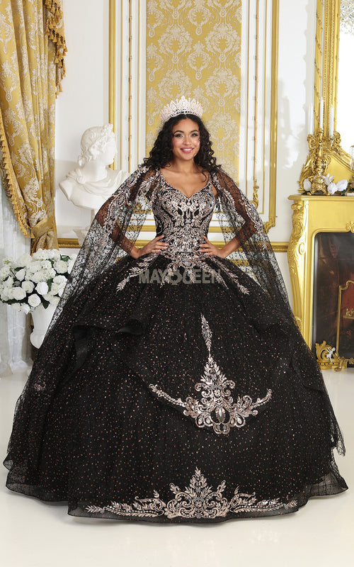 LK218 Plus Size Black Quinceañera Ball Gown