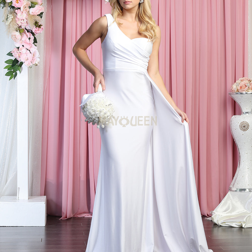 Vestido de noche drapeado con fajín MQ1834