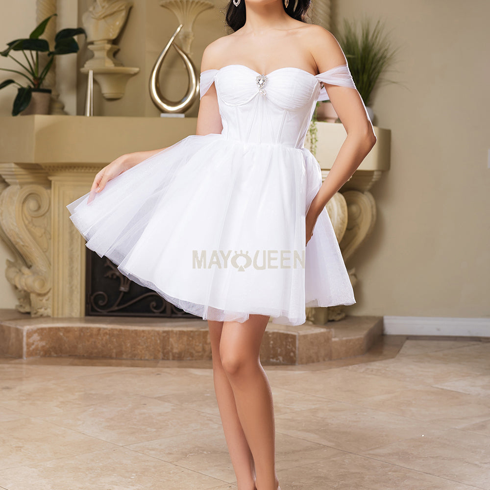 Vestido corto Blanco de May Queen MQ2159