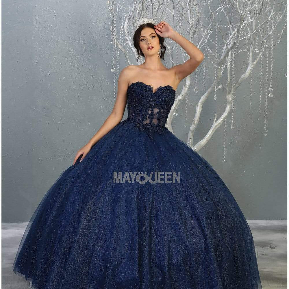 Vestido de quinceañera con corpiño y escote corazón sin tirantes LK141