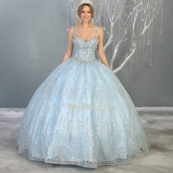 Vestido de quinceañera con adornos de purpurina LK145