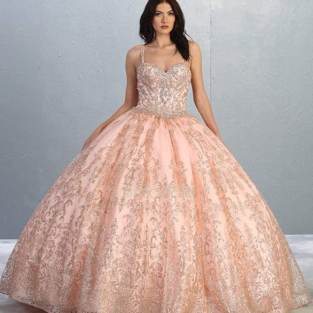 Vestido de quinceañera con adornos de purpurina LK145
