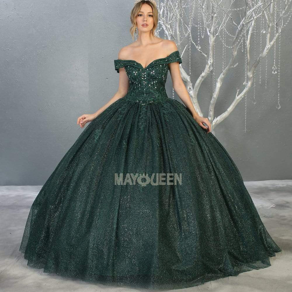 Vestido de quinceañera sin hombros con adornos LK151