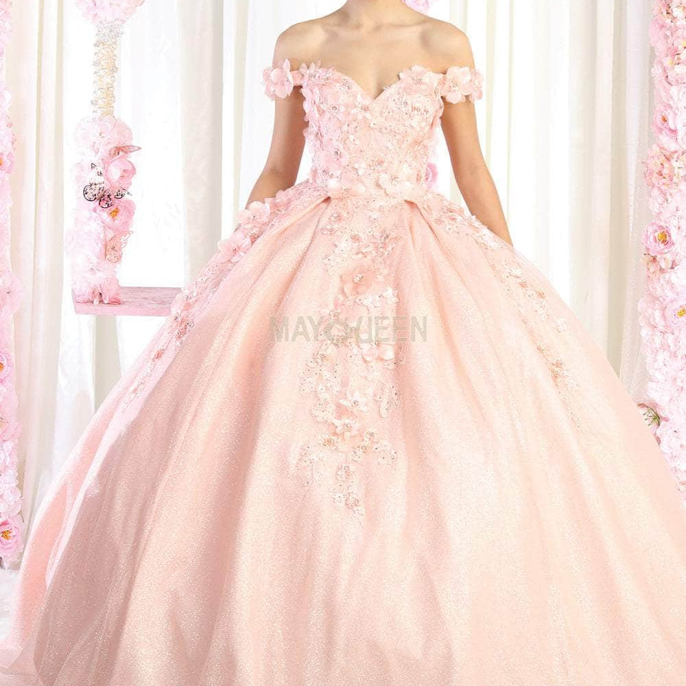 Vestido de quinceañera con apliques florales LK154