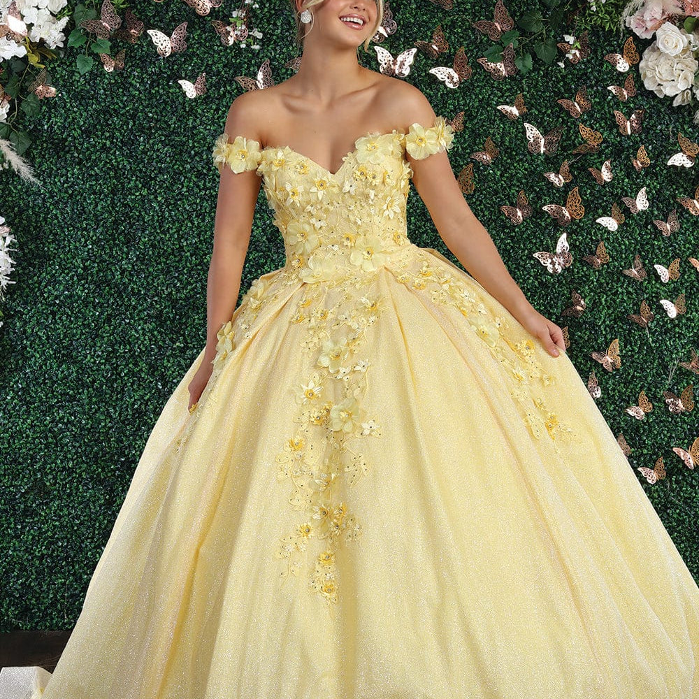 Vestido de quinceañera con apliques florales LK154