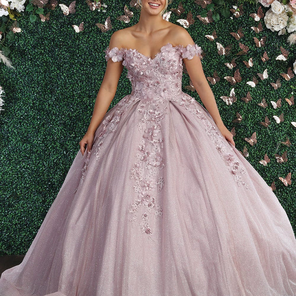 Vestido de quinceañera con apliques florales LK154
