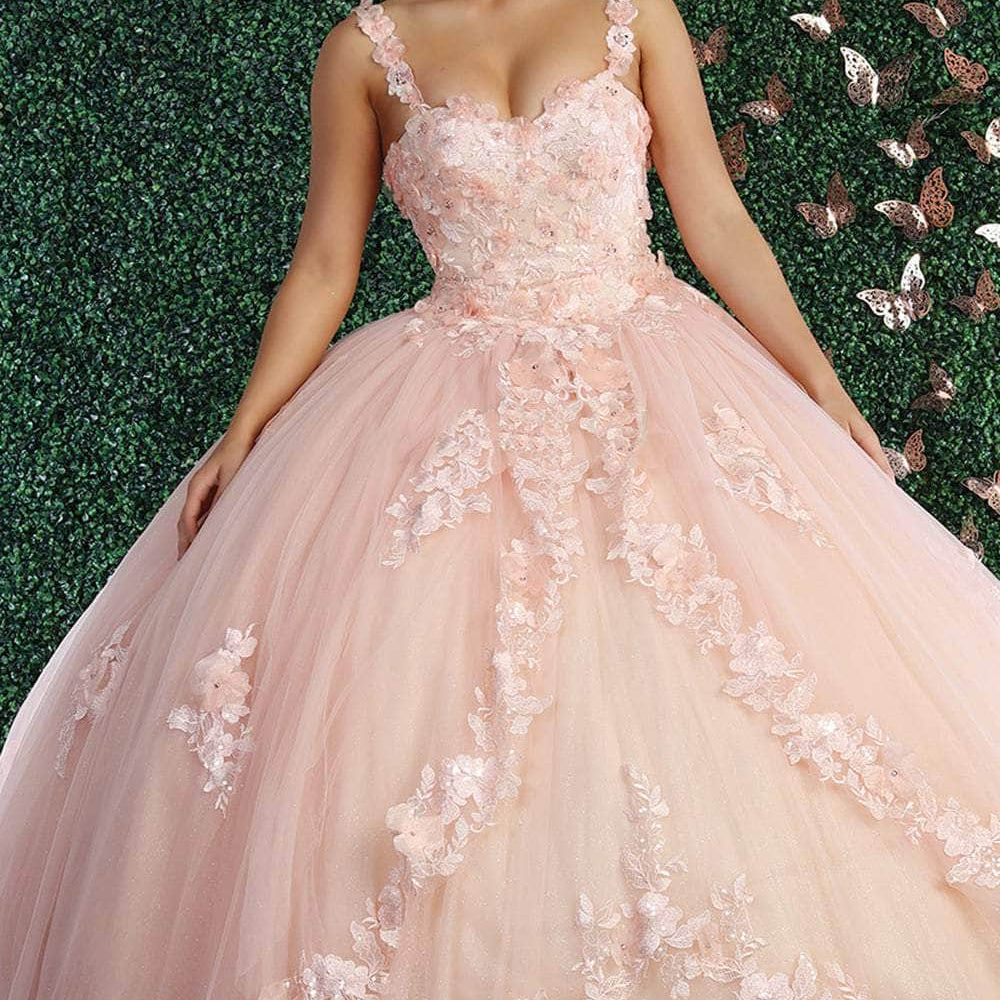 Vestido de quinceañera con apliques florales LK159