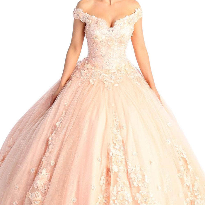 Vestido de quinceañera con apliques florales en 3D LK160