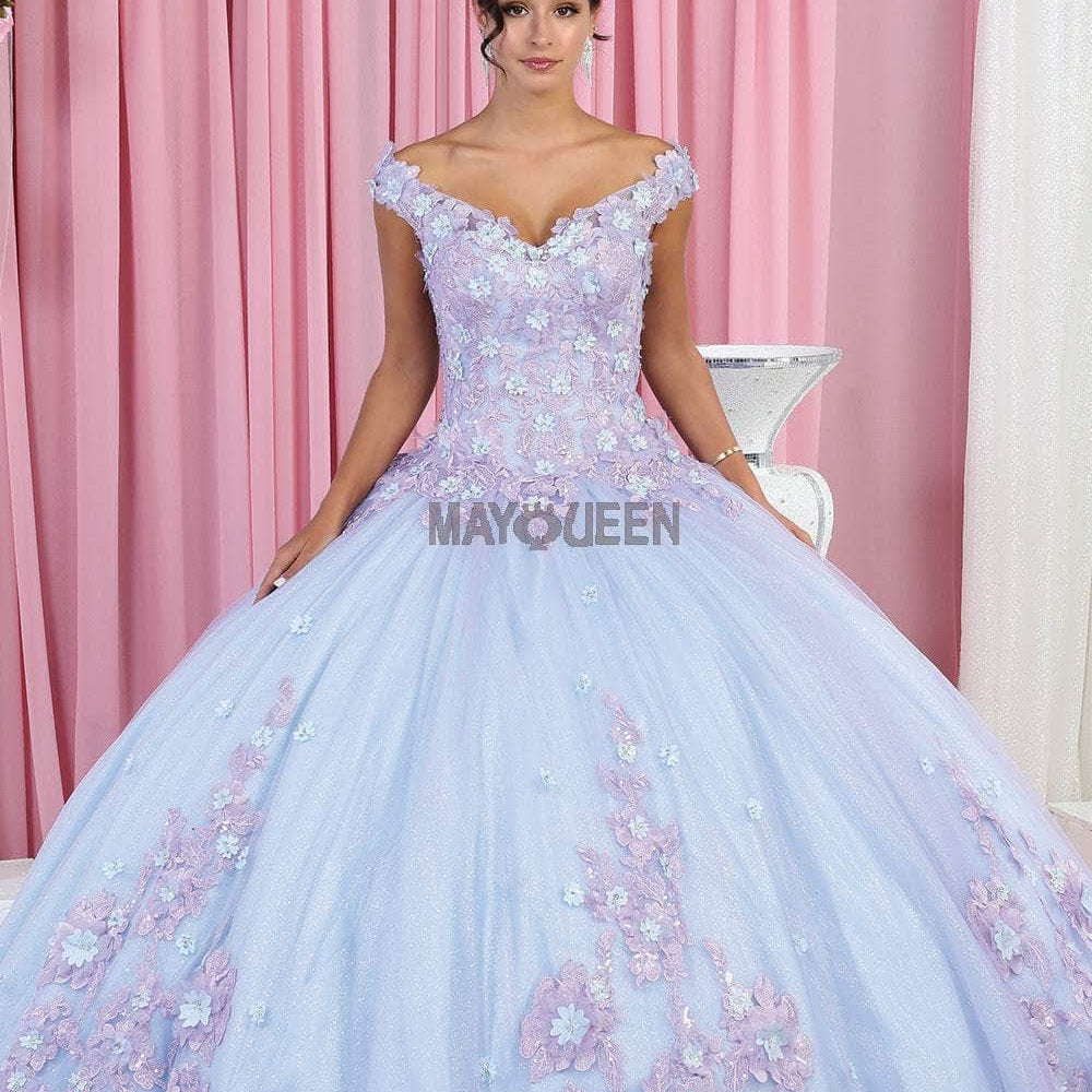 Vestido de quinceañera con apliques florales en 3D LK160