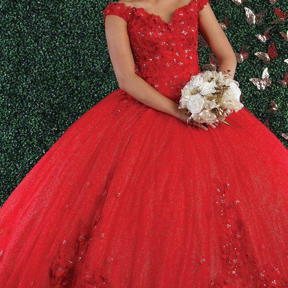 Vestido de quinceañera con apliques florales en 3D LK160