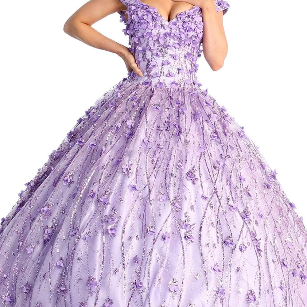 Vestido de quinceañera con apliques de hojas LK167