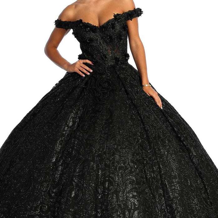 Vestido de quinceañera brillante con hombros descubiertos en línea A LK169