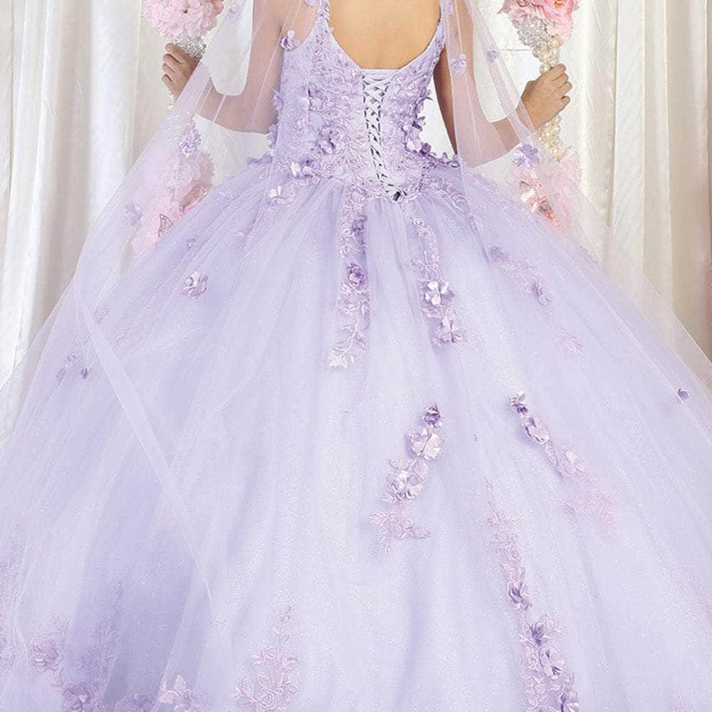 Vestido de quinceañera sin mangas con apliques florales LK185
