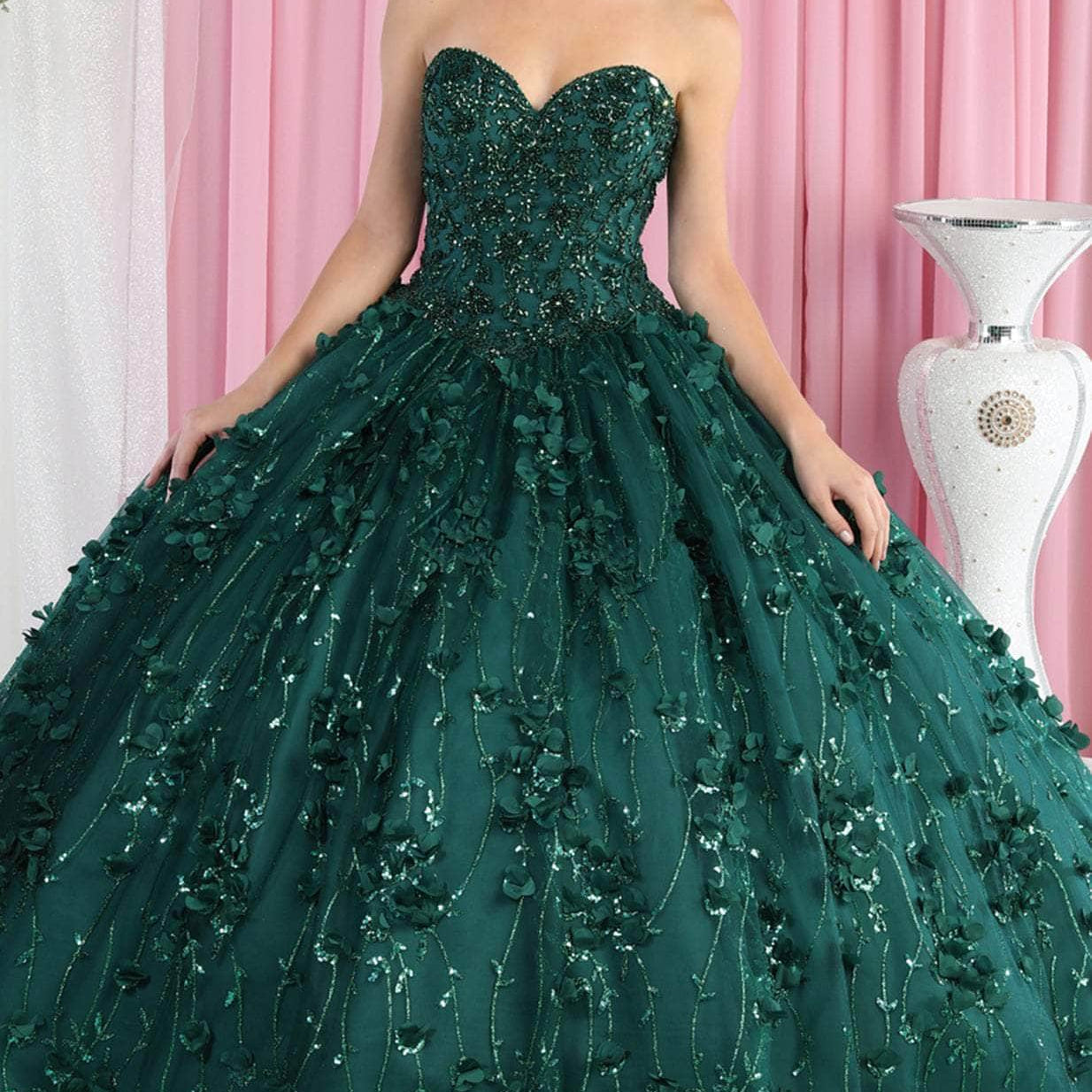 Vestido de quinceañera sin tirantes LK190