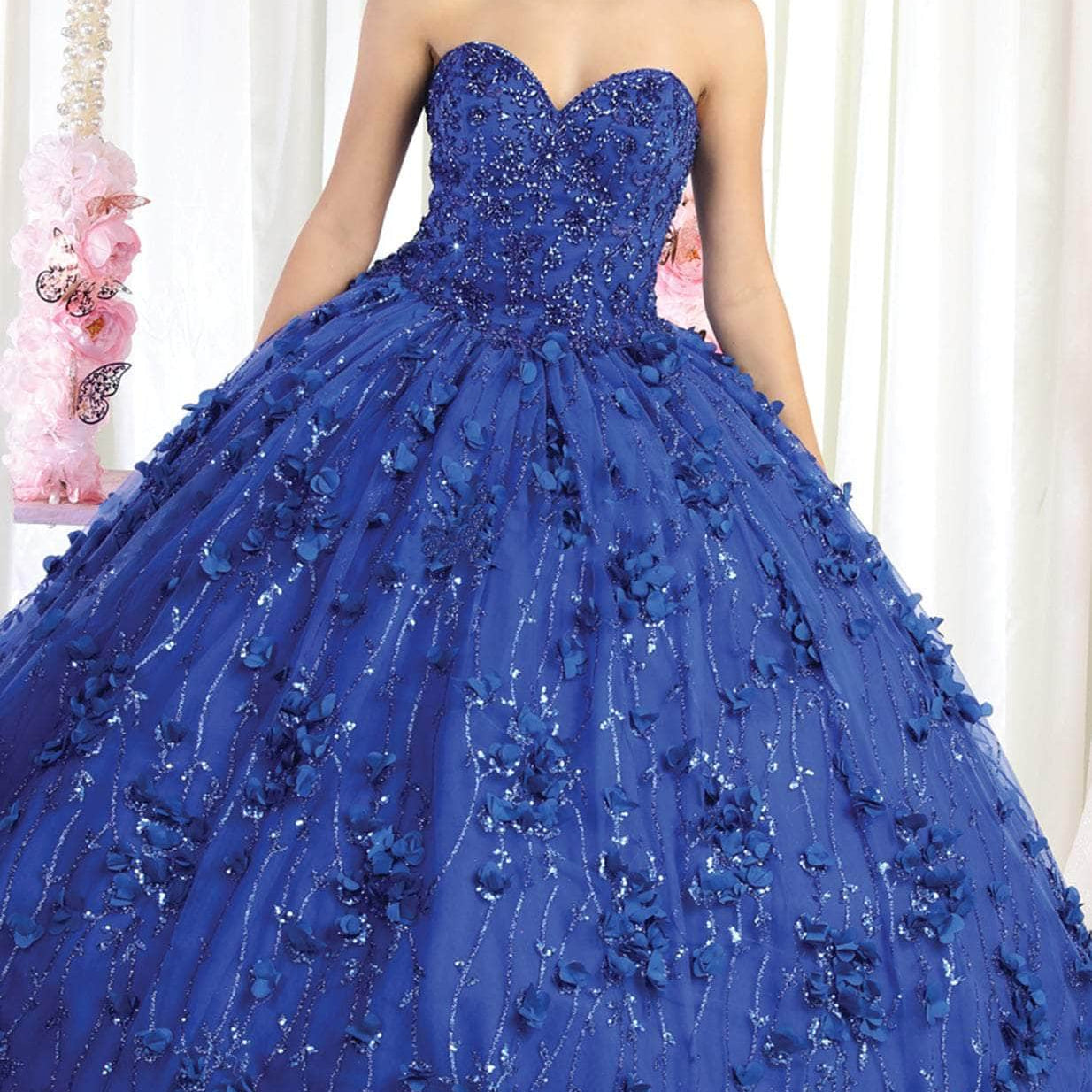 Vestido de quinceañera sin tirantes LK190