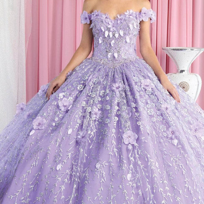 Vestido de quinceañera floral sin hombros LK192
