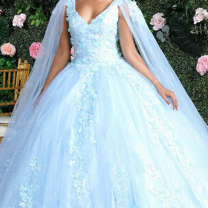 Vestido de quinceañera con corsé y apliques florales LK193