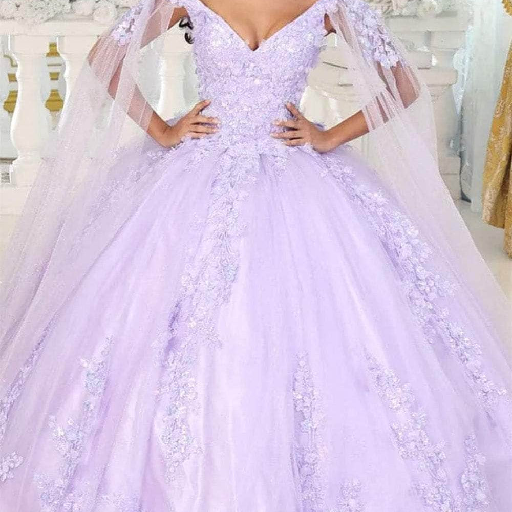 Vestido de quinceañera con corsé y apliques florales LK193