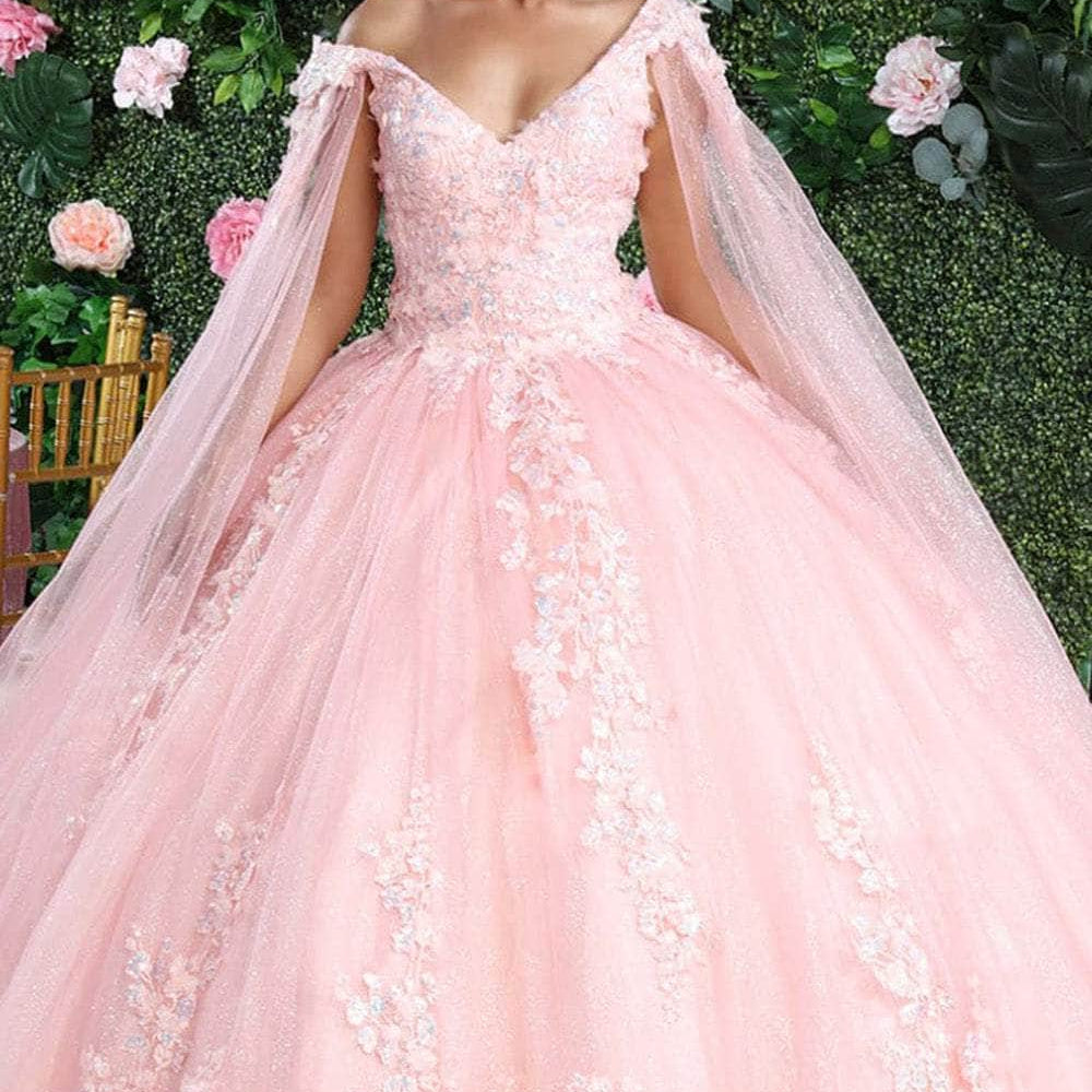 Vestido de quinceañera con corsé y apliques florales LK193