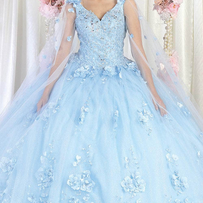 Vestido de Quinceañera con detalles florales y luces LK199
