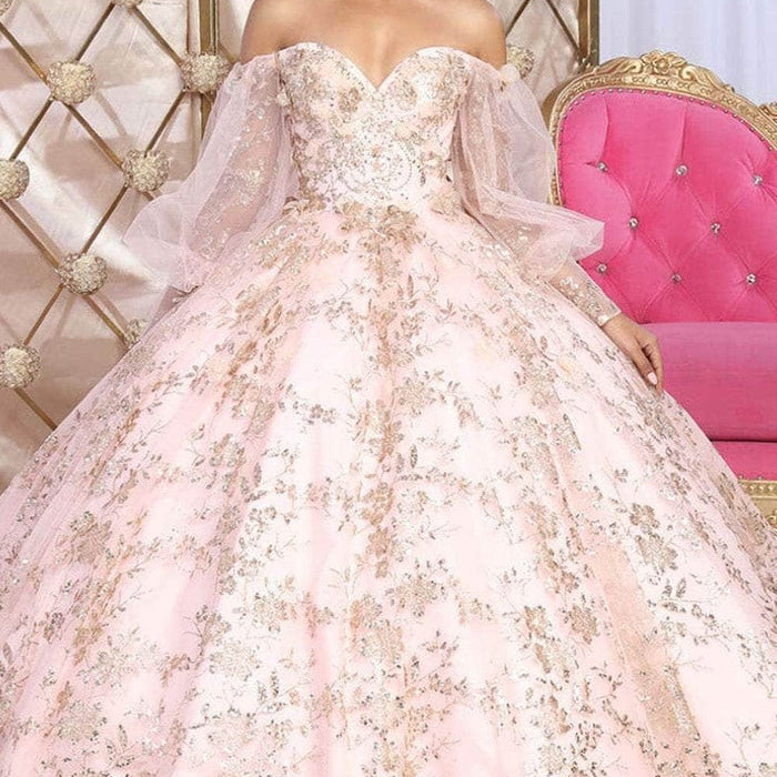 Vestido de quinceañera con mangas abullonadas LK206