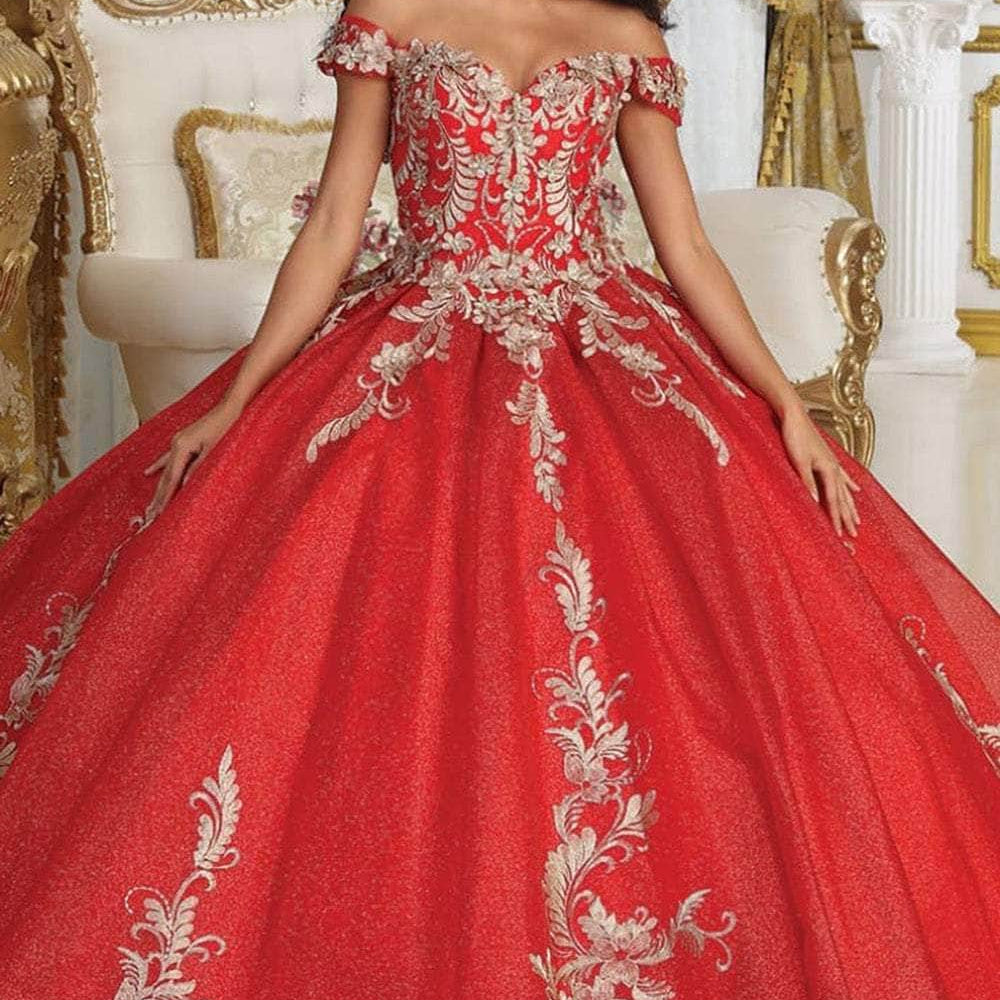 Vestido de quinceañera con apliques metálicos LK219