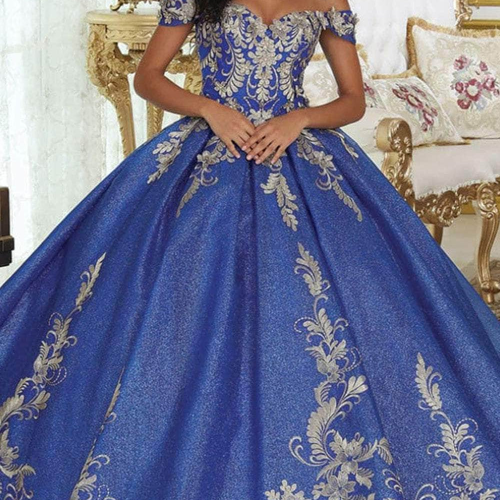 Vestido de quinceañera con apliques metálicos LK219