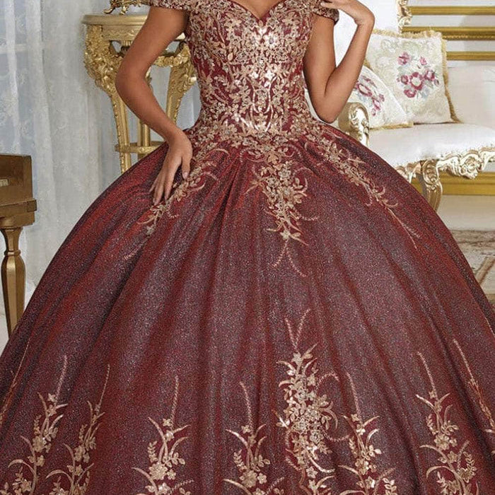 Vestido de quinceañera con apliques sin hombros LK220