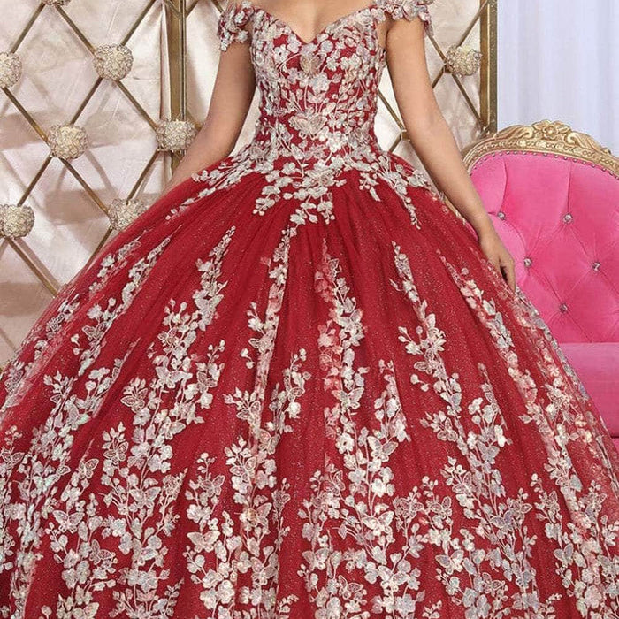Vestido de quinceañera con apliques de mariposas LK228