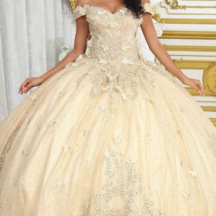 Vestido de quinceañera con adornos de mariposa LK232