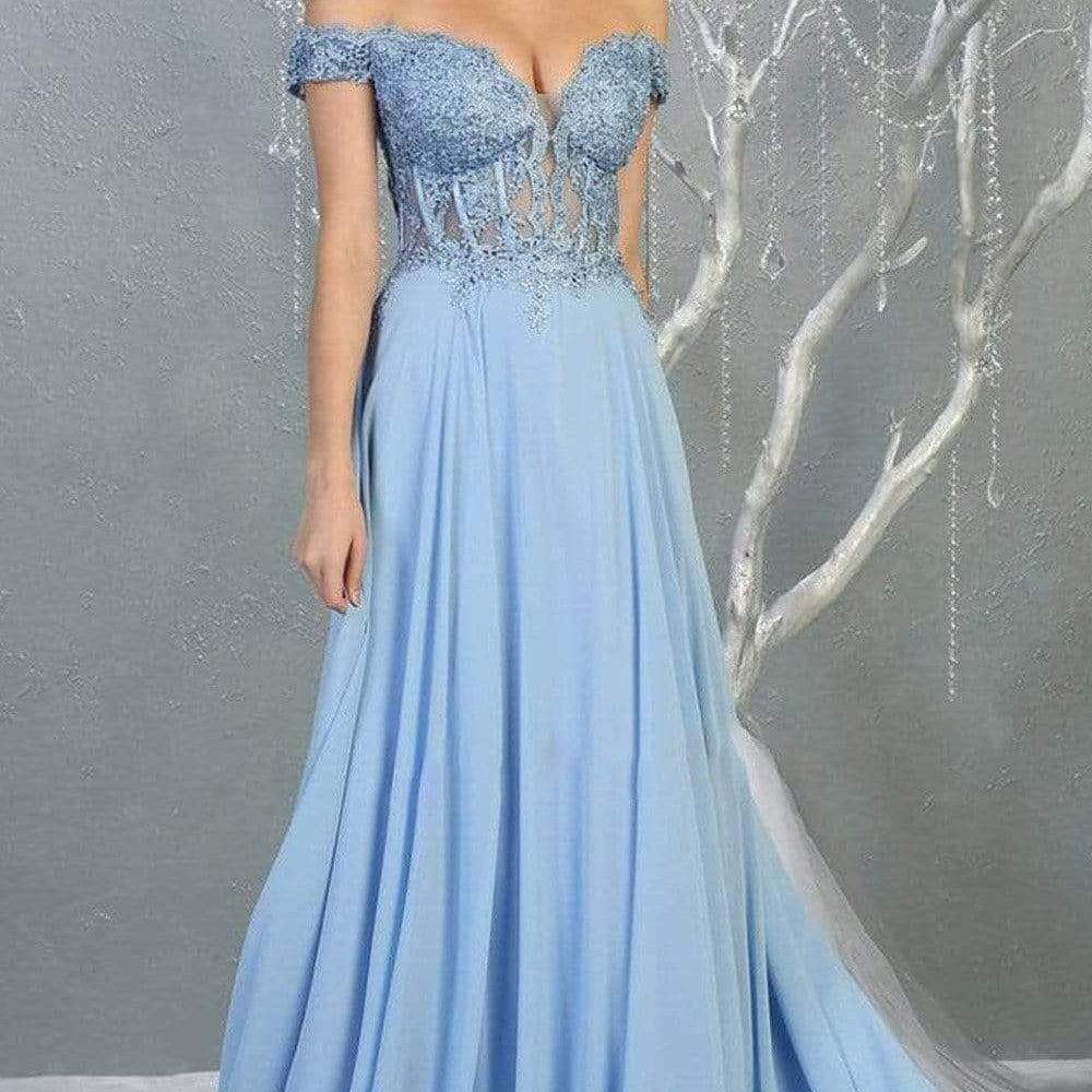 Vestido corsé de gasa con apliques MQ1714