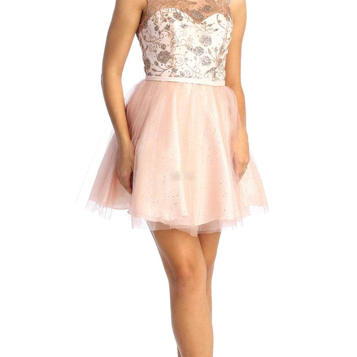 Vestido de tul brillante con escote corazón ilusión MQ1803