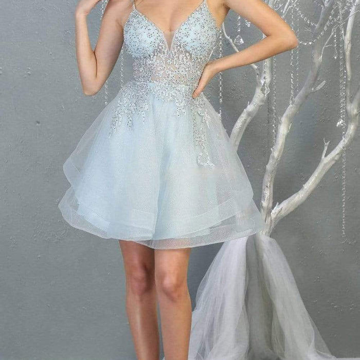 Vestido de cóctel de tul en capas adornado con cuentas MQ1816