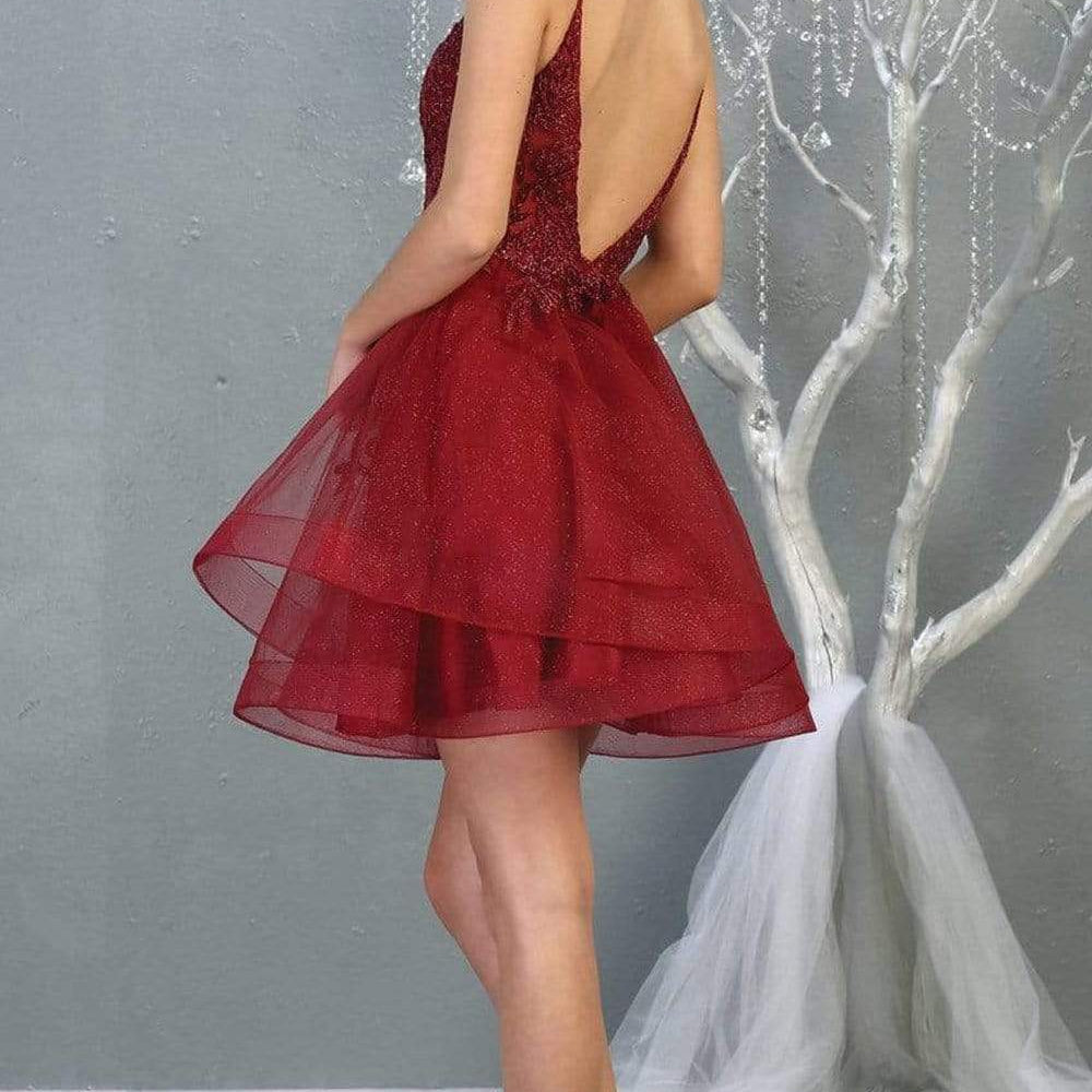 Vestido de cóctel de tul en capas adornado con cuentas MQ1816