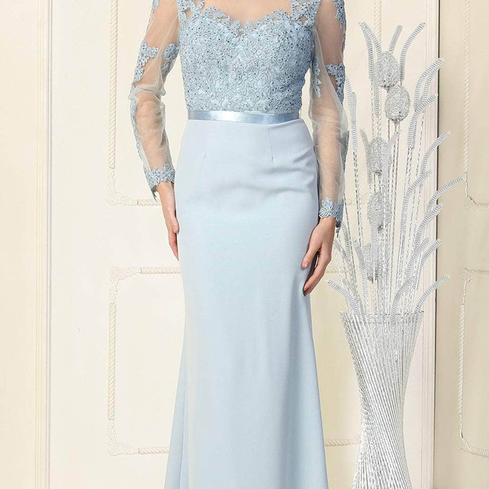 Vestido de noche con escote barco y escote ilusión MQ1847