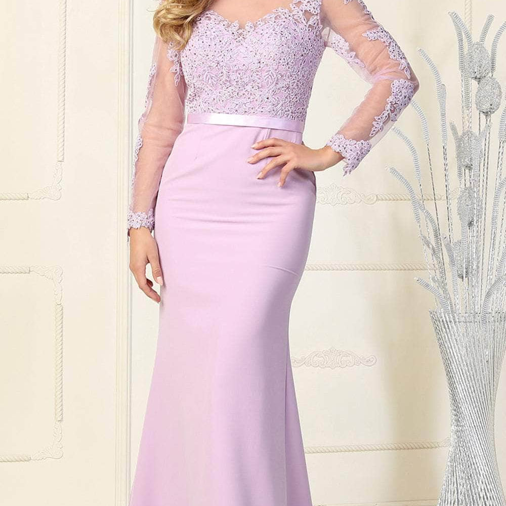 Vestido de noche con escote barco y escote ilusión MQ1847