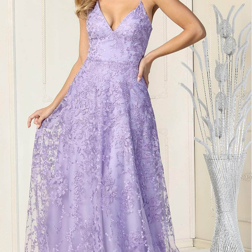 Vestido de novia con espalda de encaje y cuello en V MQ1885