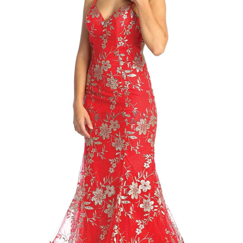 Vestido bordado con corte en la espalda MQ1922