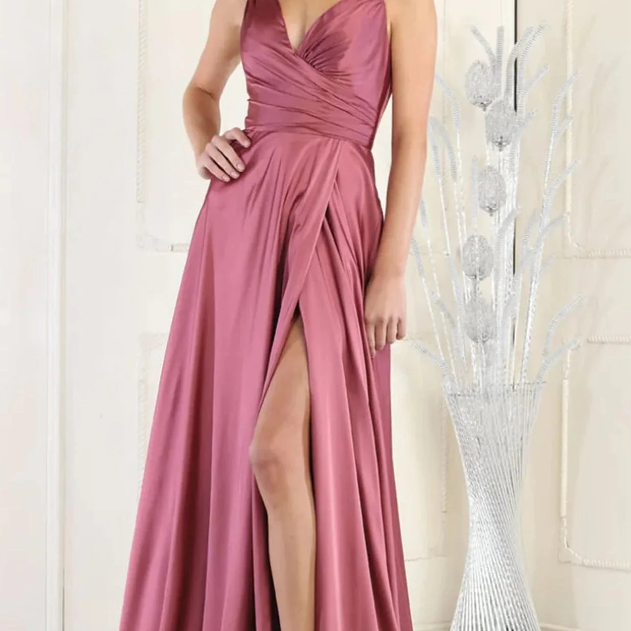 Vestido de fiesta en línea A sin mangas MQ1945