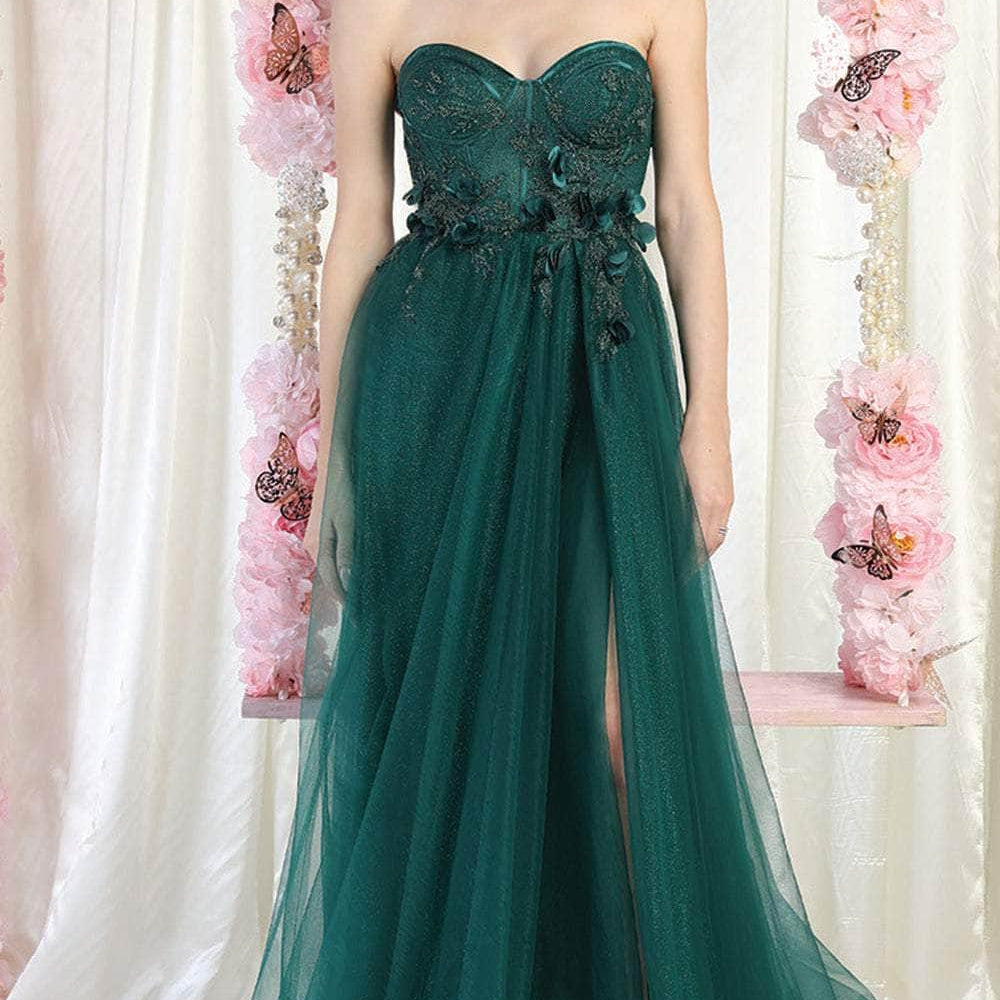 Vestido de fiesta sin tirantes con adornos MQ1961