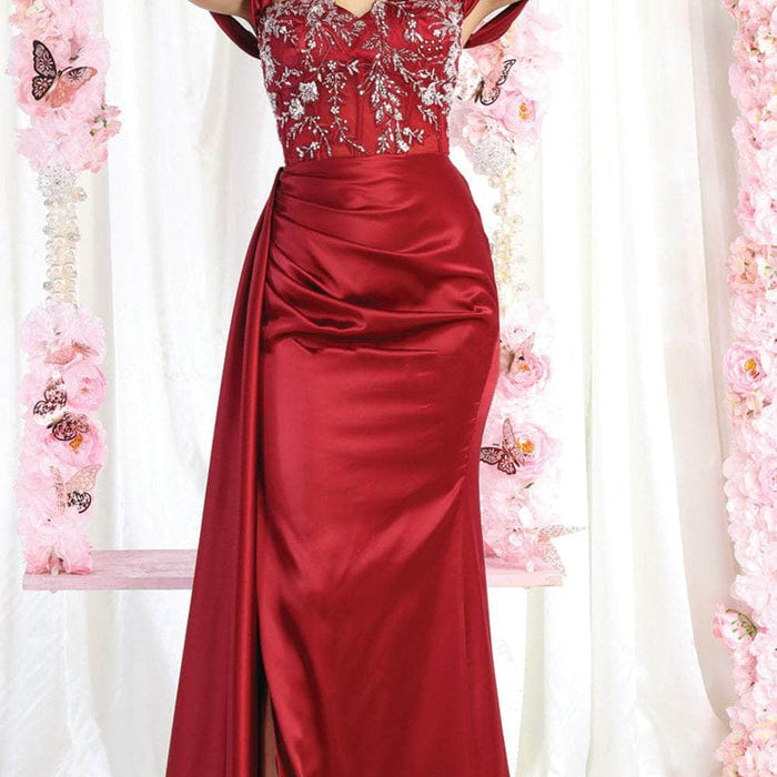 Vestido de satén con hendidura MQ1977