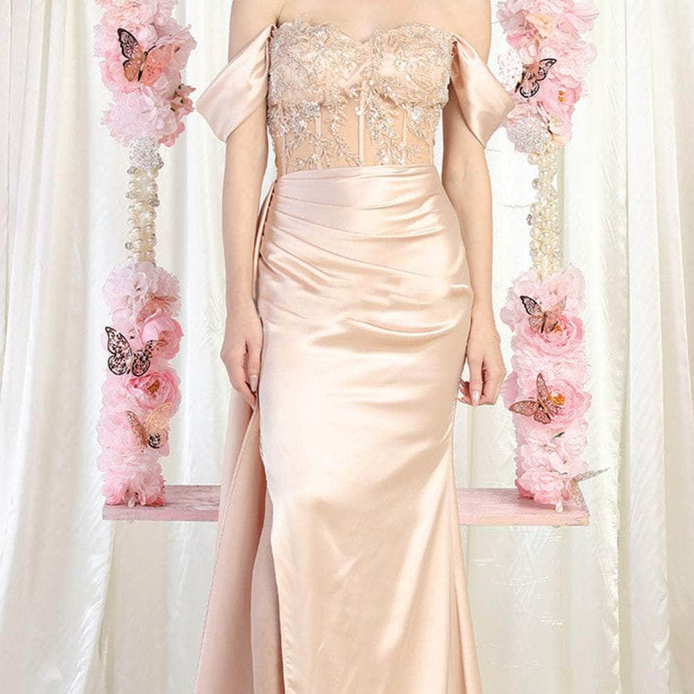 Vestido de satén con hendidura MQ1977