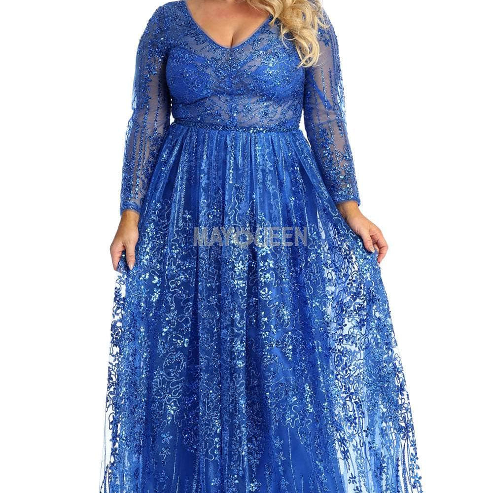 Vestido de manga larga en línea A con corpiño adornado y transparencias RQ7920