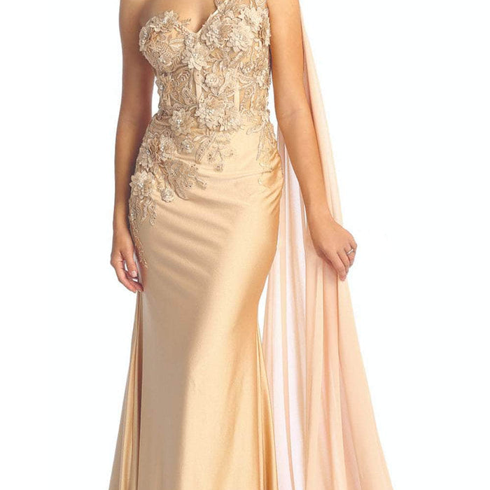 Vestido de noche asimétrico de manga larga RQ7943