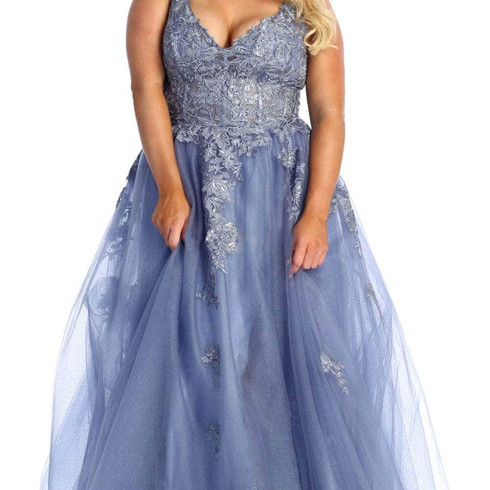 Vestido de noche con corpiño bordado de flores RQ7949